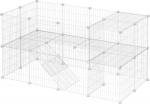 SONGMICS 2 Tier Pet Cage Run 143 x 71 x 73 cm Playpen for Small Animals Guinea Pig Hamster Rabbit Indoor Rabbit Hutch Adjustable LPI02, White