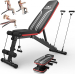 FLYBIRD Multifunktionale Hantelbank, 8-Fach Verstellbare R&uuml;ckenlehne/3-Fach Verstellbare Fu&szlig;st&uuml;tze, 300~318kg Belastbarkeit, Klappbare Trainingsbank mit 90&deg; f&uuml;r das Heim-Fitnessstudio