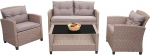 Mendler XXL Poly-Rattan HWC-F10 Balcony / Garden / Lounge Set Sofa Chair with Cushion Spun Poly Grey / Brown