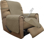 ISSUNTEX Double Protection 100% Waterproof Living Room Reversible Furniture Protector Recliner Couch Sofa Slipcover for Dogs Pets Kids (Deck Chair, Beige/Beige)