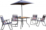 Ondis24 aiam&ouml;&ouml;blikomplekt R&otilde;dum&ouml;&ouml;bel Terrassim&ouml;&ouml;bel 6-osaline komplekt koos laua, toolide ja p&auml;ikesevarjuga