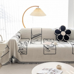 GPQAWER Boho-Couchbezug, Chenille, weich, haustierfreundlich, Sofabezug f&uuml;r Hunde, Sofa-Schonbezug, Mehrzweck-M&ouml;belschutz mit Quasten, waschbarer Bezug f&uuml;r 3 Kissen-Sofas