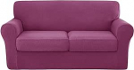 YUMEIGE Uuendatud diivanikatted - 3-osaline Stretch diivanikate, 2-kohaline slipcover kahe eraldi padjaga, Jacquard Spandex kangas, Jacquard diivanikate asendamine (lilla, 2SEAT)