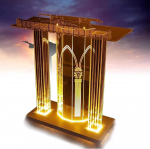 Akr&uuml;&uuml;list LED-valgustusega kirikupoodium, kergesti kokkupandav LED-poodium, p&otilde;randal seisev rulluv, laia lugemisega poodium