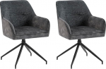 byLIVING Jacky Dining Room Chairs Set of 2 Vintage Velvet Boucl&eacute; Anthracite Metal Frame Black Upholstered Chair 360&deg; Rotatable Dining Room Chair Living Room Chair W 62 x H 87 x D 56 cm