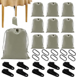 Kaasaskantav kaalukott v&auml;litingimustes kasutamiseks, 10 kaalukotti ja 10 karabiini, 10 klambrit, kaalukott v&auml;litingimustes kasutamiseks, kardinad, telgid, laudlinad (10, Hall)