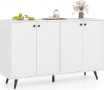 COSTWAY puidust k&uuml;ljepaneel, kapp 4 uksega ja 5-suunaliselt reguleeritavate riiulitega, k&uuml;ljepaneel kapp, puhvetkapp, k&ouml;&ouml;gikapp, kaasaegne, elutuppa, k&ouml;&ouml;ki, s&ouml;&ouml;gituppa, 127.5 x 38 x