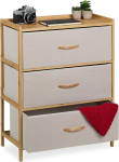 Relaxdays sahtlikapp Bambus 3 riidest sahtlit koridor magamistuba HBT 73 x 57,5 x 30 cm Sahtlikapp Looduslik/beež
