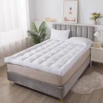 Superweiche Matratzenauflage f&uuml;r Einzelbett, 1100 g/m&sup2; F&uuml;llung, 10 cm dicke Matratzenauflage mit elastischen Eckb&auml;ndern, Wei&szlig; (Einzelbett 90 x 190 cm)