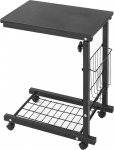 SogesPower C-kujuline k&uuml;ljelaud Reguleeritav s&uuml;learvuti aluse voodipoolne laud ratastega Kaasaskantav k&uuml;ljelaud voodile diivanile Must