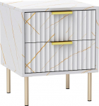 HOMCOM Marmorimustriga soonikuga &ouml;&ouml;kapp 2 sahtliga k&uuml;ljelaud terasjalgadega magamistoas Valge