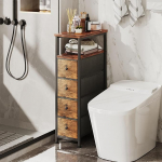 CAIYUN kitsas kapp 4 sahtliga ja avatud riiuliga, kitsas riidest &ouml;&ouml;kapp v&auml;ikestesse ruumidesse, elutuppa, magamistuppa (Vintage Brown)