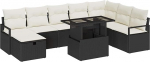 9-teiliges Garten-Sofa-Set mit Kissen in Schwarz Poly-Rattan Gartenlounge Model3361146