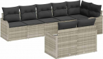 8-teiliges Garten Sofa Set mit Kissen Hellgrau Poly Rattan Gartenlounge Model3345752