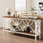 FQMYLTYN Schmaler Konsolentisch f&uuml;r den Bereich hinter dem Sofa, Industrieller Sofatisch mit Mehreren Ablagefl&auml;chen, ideal f&uuml;r Eingangsbereich, Wohnzimmer, Flur und Foyer(White,150cm/59in)