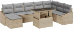 9-teiliges Garten Sofa Set mit Kissen Beige Poly Rattan Gartenlounge Model3349056
