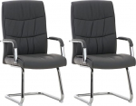 CLP komplekt 2 Caro Cantilever tooli koos polstrite ja kunstnahast kattega, polsterdatud konverentsitoolid koos k&auml;etoega, v&auml;rv: Hall