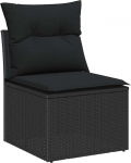 6-teiliges Garten-Sofa-Set mit Kissen Schwarz Poly Rattan, 2-Sitzer Garten-Sofa mit Stauraum & Kissen Schwarz Poly Rattan Gartenlounge Model3354592