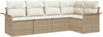 5-teiliges Garten Sofa Set mit Kissen Beige Poly Rattan, 2-Sitzer Garten Sofa mit Stauraum & Kissen Beige Poly Rattan Gartenlounge Model3354030