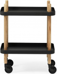 Block Side Table/Trolley must/raamiga saarepuu