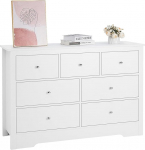 VEVOR Chest of Drawers with 7 Drawers & Tilt Protection, Minimalist Modern Drawer Cabinet (400 x 1199 x 813 mm) Organiser Drawer Chest of Drawers for Living Room Bedroom Entrance Hallway (White)