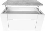 Somnia &ndash; Erh&ouml;hter Couchtisch, Wohnzimmer- oder Esstisch, wei&szlig;e Oberfl&auml;che mit grauer Platte, Ma&szlig;e: 90 cm (Breite) x 50 cm (Tiefe) x 46&ndash;57 cm (H&ouml;he)