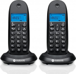 Motorola C1002CB+ - 2 digitaalse DECT juhtmeta telefoni pakett - k&otilde;neblokeerimise režiim, helistaja tuvastamine, k&auml;ed-vabad k&otilde;ned, telefoniraamat 50 numbriga - must