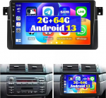 Hikity Android Wireless Carplay koos satelliitnavigatsiooniga BMW E46 1999-2005 juhtmevaba Android autoraadio 9-tollise puuteekraaniga, mis toetab Bluetooth WiFi FM/USB + tagurduskaamera