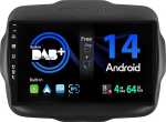 SXAUTO - Sisseehitatud DAB - Android 14 IPS autoraadio sobib Jeep Renegade (2015-2018) - Sisseehitatud Carplay/Android Car/DSP - LED-kaamera + MIC - 4G + 64G - AHD 360-kaamera SWC Fast-Boot WiFi - 2 DIN 9-tolline