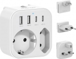 Reisipistik kogu maailmas, universaalne adapter pistikupesa adapter USB C, rahvusvaheline pistikupesa reisimisadapter toide Jaapan Euroopa Inglismaa jaoks (3 pistikut)