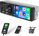 Inefala Radio Carplay 1 DIN Android Auto FM/RDS raadio peeglilink, puuteekraaniga 4-tolline autoraadio Bluetooth 1 DIN koos SWC EQ, tagurduskaamera, mikrofon, USB/AUX/TF-kaardiga