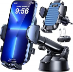 HTU t&auml;iustatud 4-in-1 mobiiltelefonihoidja auto 36 kg tugeva iminapaga ja ventilatsioonikonksuga, super stabiilne, 360&deg; p&ouml;&ouml;ratav mobiiltelefonihoidja auto iPhone 17 Pro Max 15 16 Samsung S25 Ultra jaoks