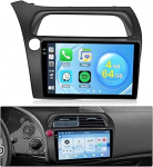 Roinvou 4+64G Android 15 autoraadio Honda Civic VIII 2006-2011 traadita Carplay Android autole, 9-tolline autoraadio Incell puuteekraaniga GPS navigatsiooniga Bluetooth EQ WiFi RDS FM SWC MIC tagurdamine