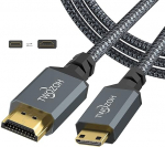 Twozoh Mini HDMI kuni HDMI kaabel, 5 m, punutud HDMI kuni Mini HDMI kaabel, toetab 3D 4K / 60 Hz, 1080p, 720p