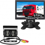 S&otilde;iduki tagurduskaamera s&uuml;steem 18LEDs veekindel &ouml;&ouml;sel Vison tagurdamine tagurduskaamera +7" TFT LCD HD v&auml;rviline parkimisseade RV veoauto haagise bussi jaoks, 10M videokaabliga, parkimisjooned puuduvad