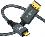 Twozoh Micro HDMI HDMI kaablile pikk 7,5 m, Kiire HDMI Micro HDMI punutud juhtme toetus 3D 4K / 60Hz 1080p