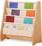 KRAND Solid Pine Wood Bookcase Furniture for Kids Bookcase Organiser for Toddlers 3 Tier Bookcase with Stationery Bag (Basic)