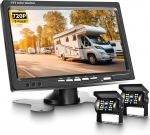 VECHTEL 2 x tagurduskaamera kaabel koos 7-tollise TFT monitoriga, parkimisabi, 18 LED tagurduskaamera auto &ouml;ise n&auml;gemise / IP68 veekindel SUV veoauto haagissuvila, DC 12-24V, 10 m + 15 m kaabel