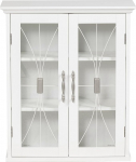 Teamson Home 7930 Wooden Bathroom Cabinet with 2 Glass Doors White