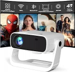 Videoprojektor 2025 sisseehitatud rakendusega - Wielio kaasaskantav projektor Full HD 1080P 650ANSI, Retro projektor toetab 4K WiFi Bluetooth, Keystone Correction Car & 4P, &uuml;hildub iOS Android HDMI-ga