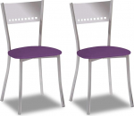 ASTIMESA SCOBBJ Two Kitchen Chairs Metal Aubergine Seat Height 45 cm