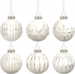Kathfly 6 tk talumajapidamises Bauble Ornaments Distressed Metal Glass Ball Vintage Retro j&otilde;ulukaunistused Klaasist kaunistused j&otilde;ulupuu jaoks (valge)