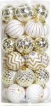 Geek-M Christmas Baubles Ornaments 60mm Gold and White Painted Shatterproof Shatterproof Festive Wedding Hanging Ornaments Christmas Tree Decoration Pack of 30