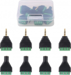 Glarks 8tk 3.5mm (1/8") Stereo TRRS Audio Balanced Male & Female to AV 4 Terminals Block Balun Converter Adapter Plug