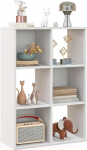 COSTWAY Bookcase with 6 Compartments, Standing Shelf, White, Office Shelf, Freestanding, Cube Shelf, Bookcase, Storage Shelf, 60 x 29 x 90 cm