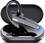 EUQQ Bluetooth Single Wireless Headset Hands-Free telefonile, V5.3 k&otilde;rvaklapid mikrofoniga, USB-C laadimine, veekindlad k&otilde;rvaklapid autojuhtimiseks/&auml;ri/t&ouml;&ouml;ruumi jaoks Android/iOS, s&uuml;learvutiga