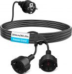 Lamptobe 2 m v&auml;litingimustes kasutatav pikenduskaabel 2 Schuko pistikupesaga, IP44 topeltpistik v&auml;litingimustes kasutamiseks, topeltpikendus v&auml;litingimustes kasutamiseks maanduskontaktiga 2-kohaline pistikupesa, 16 A/250 V, must