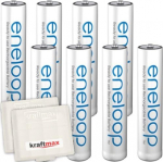 Kraftmax 8 Pack Panasonic eneloop AAA/Micro patareid - uuema p&otilde;lvkonna k&otilde;rge j&otilde;udlusega laetavad patareid Kraftmax akukarbis V5, 8 kaupa.