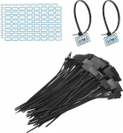 PATIKIL 8-tollised kaablisidemed, 100 kaablisideme etikettide pakett Nailonist traatm&auml;rgistusetikettide enesem&auml;rgistus plastikpaelad, mis on kirjutatav koos siltide paberiga organisatsioonikaabli jaoks, mustad