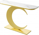 Moderner Halbmond-Konsolentisch &ndash; 47,2 Zoll Abstrakter Sofatisch f&uuml;r den Eingangsbereich mit stabilem Metallfu&szlig;, Schwarz &ndash; schicke Konsole f&uuml;r Wohnzimmer, Flur und Foyer-Dekor.